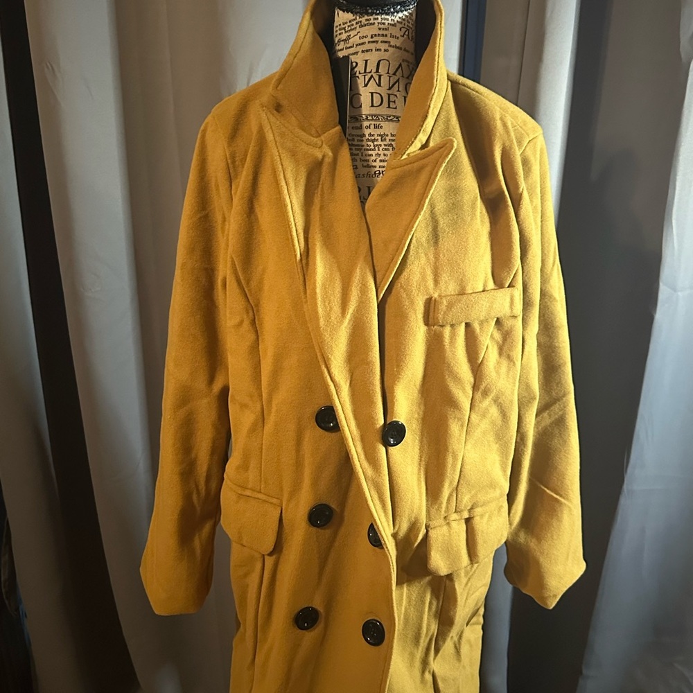 Men's Mustard Double-Breasted Coat